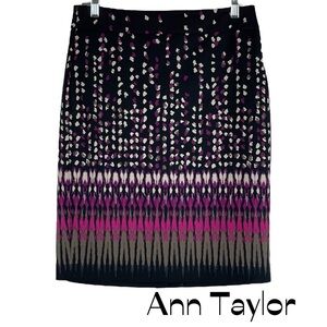 Ann Taylor Black Pink Tie Dye Print Pencil Skirt Size 4